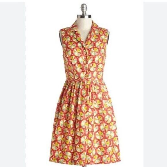 Bea & Dot by ModCloth Palette on Parade Pinwheel Rainbow Retro Dress Size Small - Picture 2 of 16